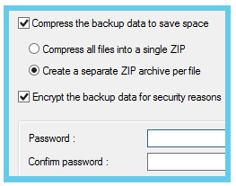 zip and encrypt options