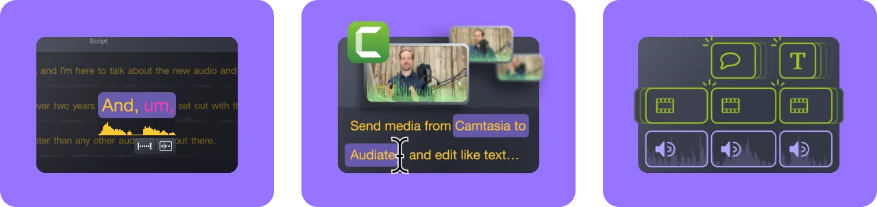 Audiate עריכת camtasia קמטסיה שלך בדיוק כמו טקסט והפקת כתוביות באופן אוטומטי