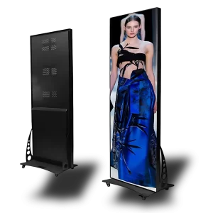 פוסטר לד דיגיטלי איכותי לעסקים עם חיבור לרשת אלחוטית ואפשרות הזנת תכנים בקלות ממחשב ברשת